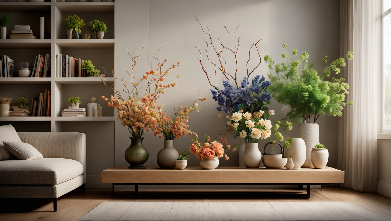 گل مصنوعی برای دکوراسیون اتاق نشیمن: ۱۰ ایده‌ی مدرن و راحت