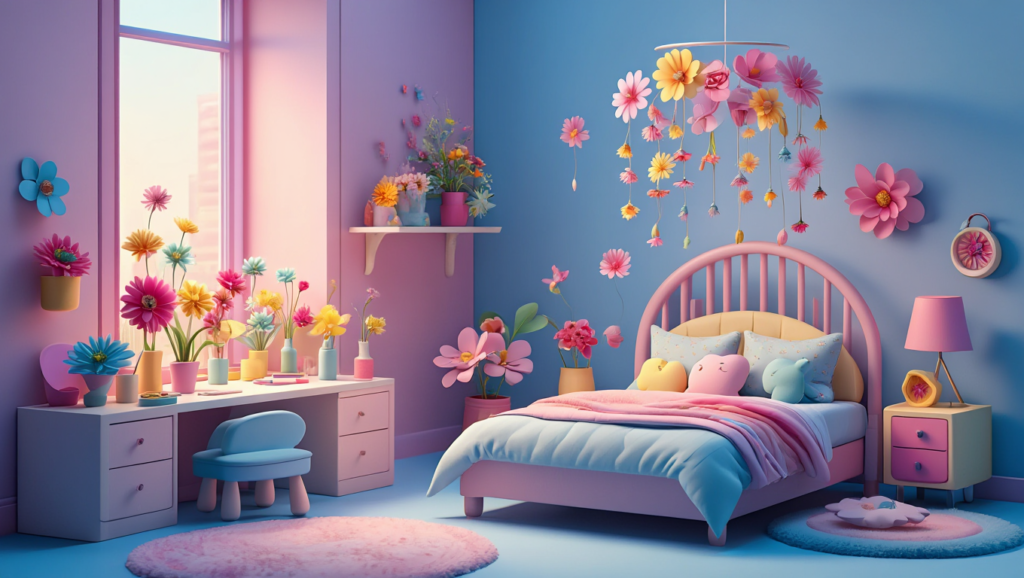 ۱۰ ایده‌ی شاد و خلاقانه با گل مصنوعی برای دکوراسیون اتاق خواب کودک