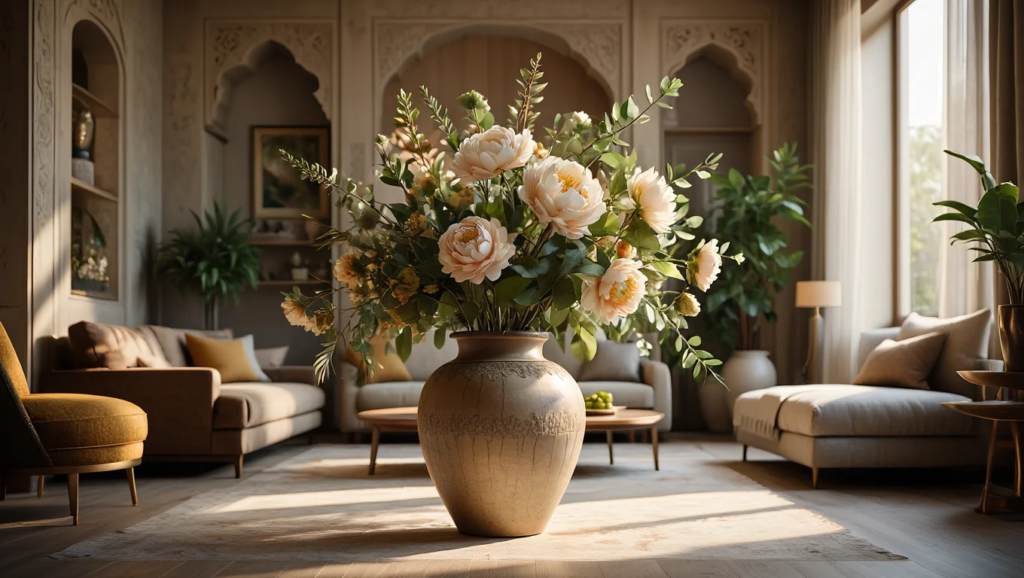 گل مصنوعی برای دکوراسیون اتاق پذیرایی: ۱۰ ایده‌ی مدرن و گرم